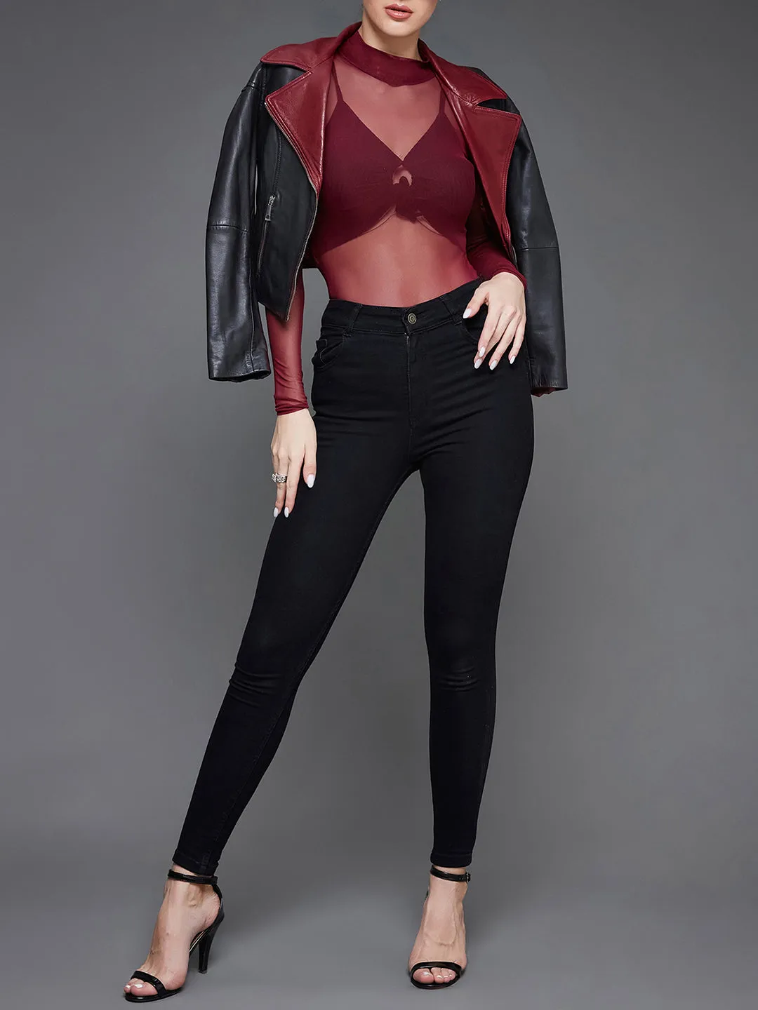 24/7 comfort Women's Black Skinny Fit High Rise Clean Look Regular Length Clean Look Stretchable Denim Jeans