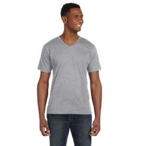 Anvil Men's Heather Grey Lightweight V-Neck T-Shirt