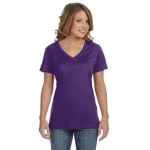 Anvil Women's Heather Purple Ringspun Featherweight V-Neck T-Shirt