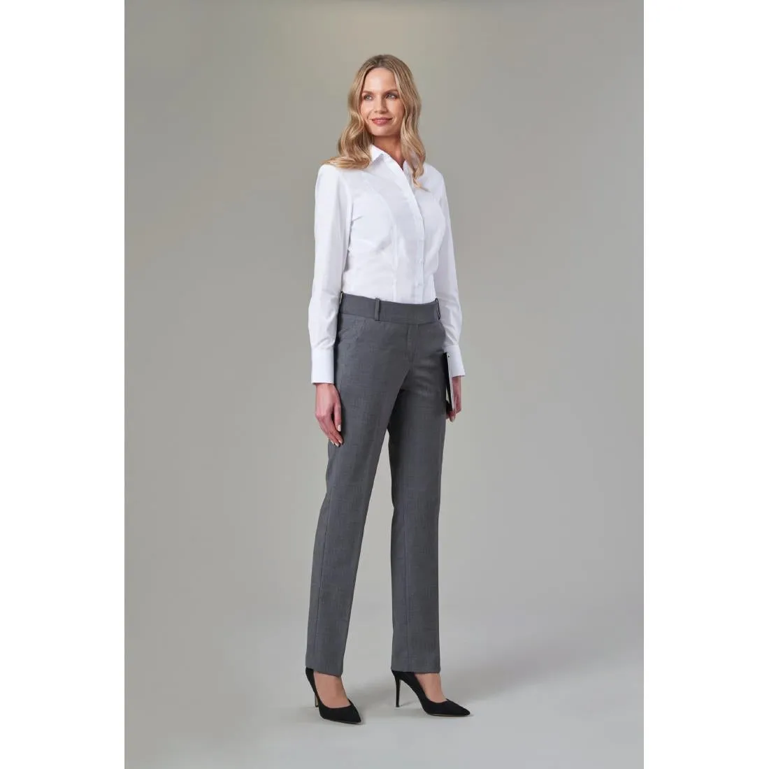 BA085-12 Brook Taverner Ladies Palena Long Sleeve Shirt White Size 12