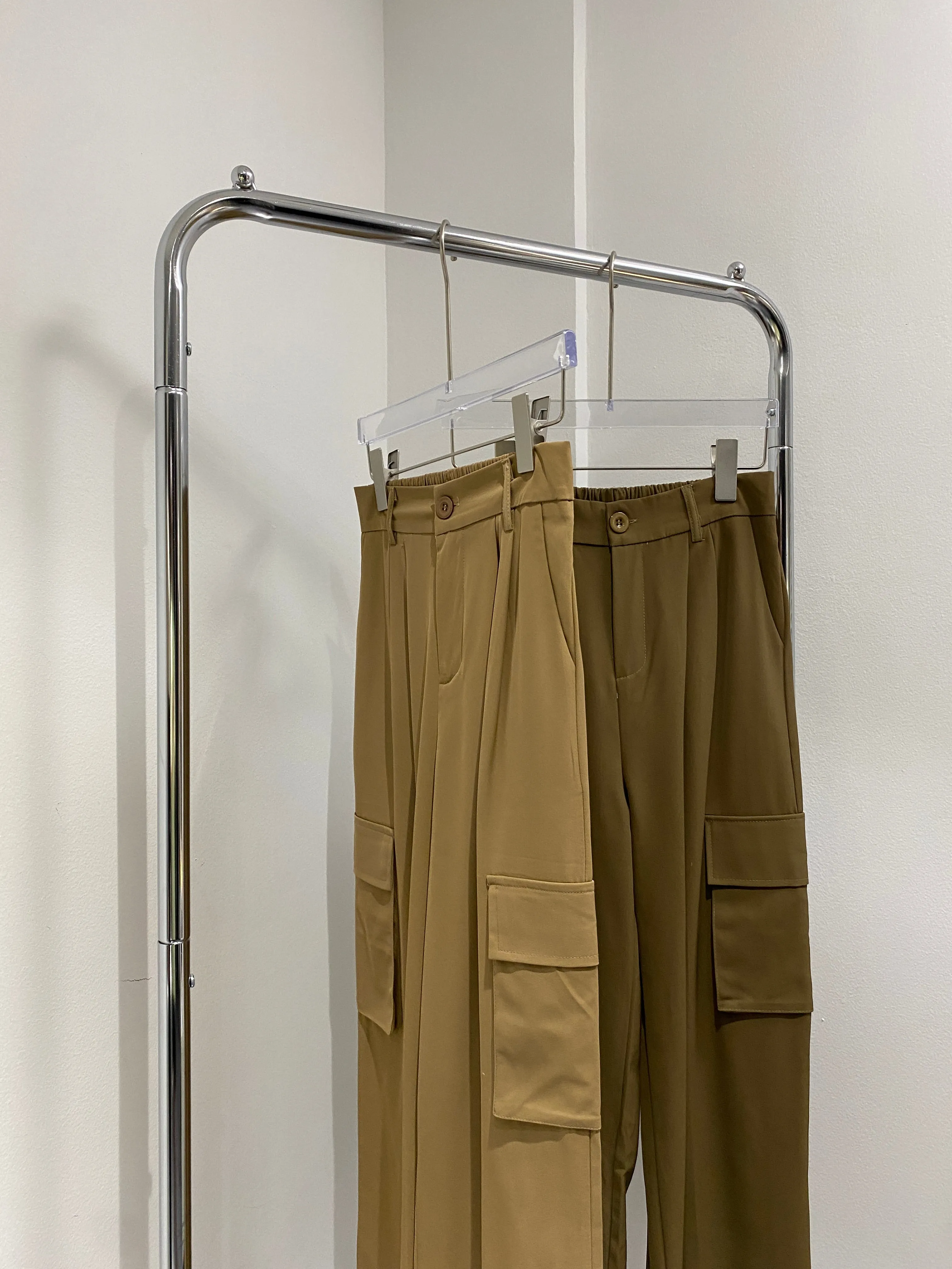 Baggy Cargo Trousers - Latte