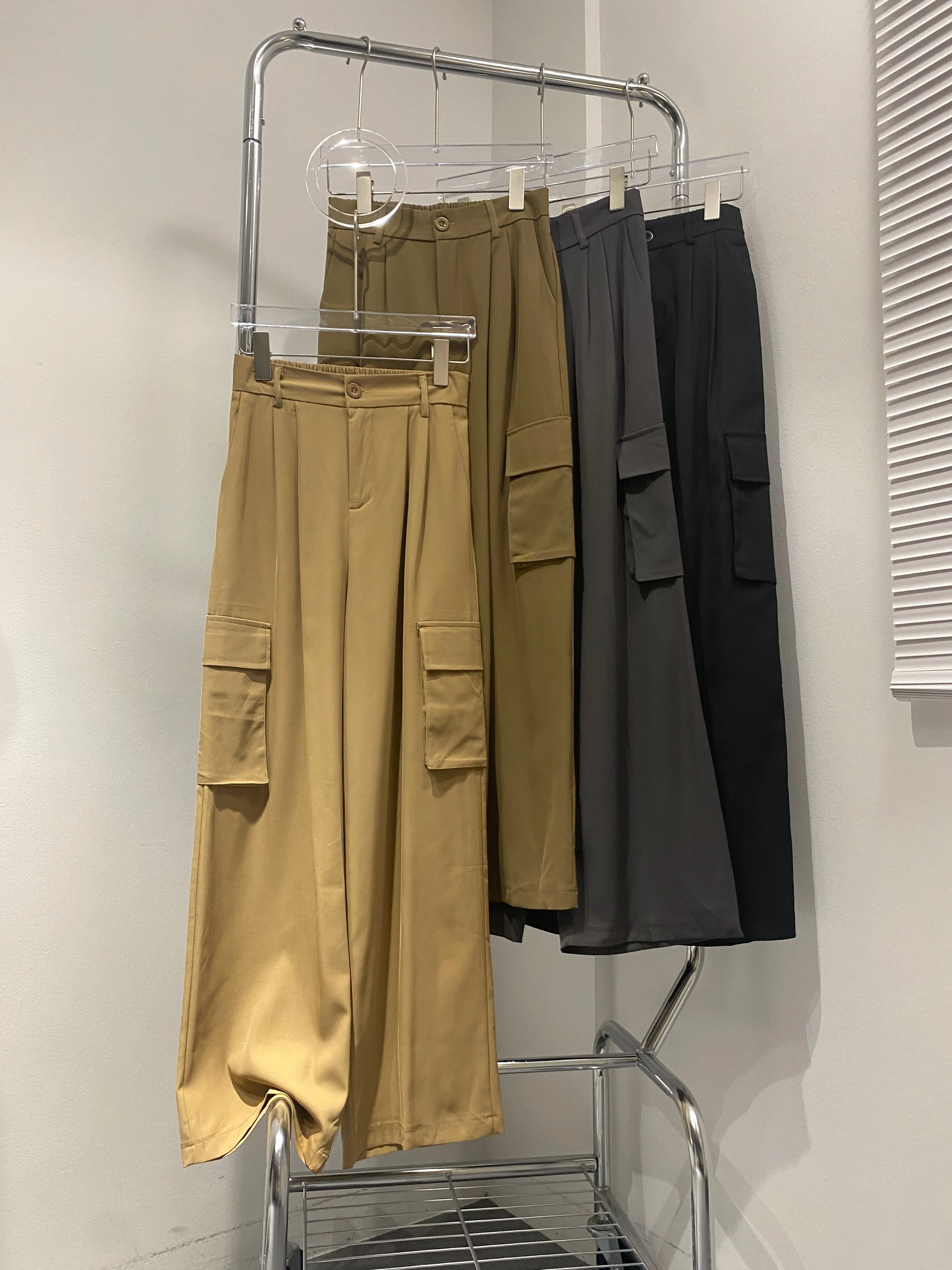 Baggy Cargo Trousers - Latte