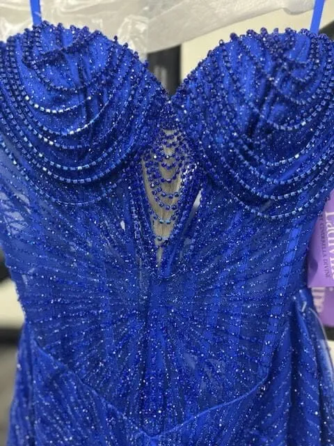 Beaded Strapless Corset Mermaid Dress by Ladivine J871