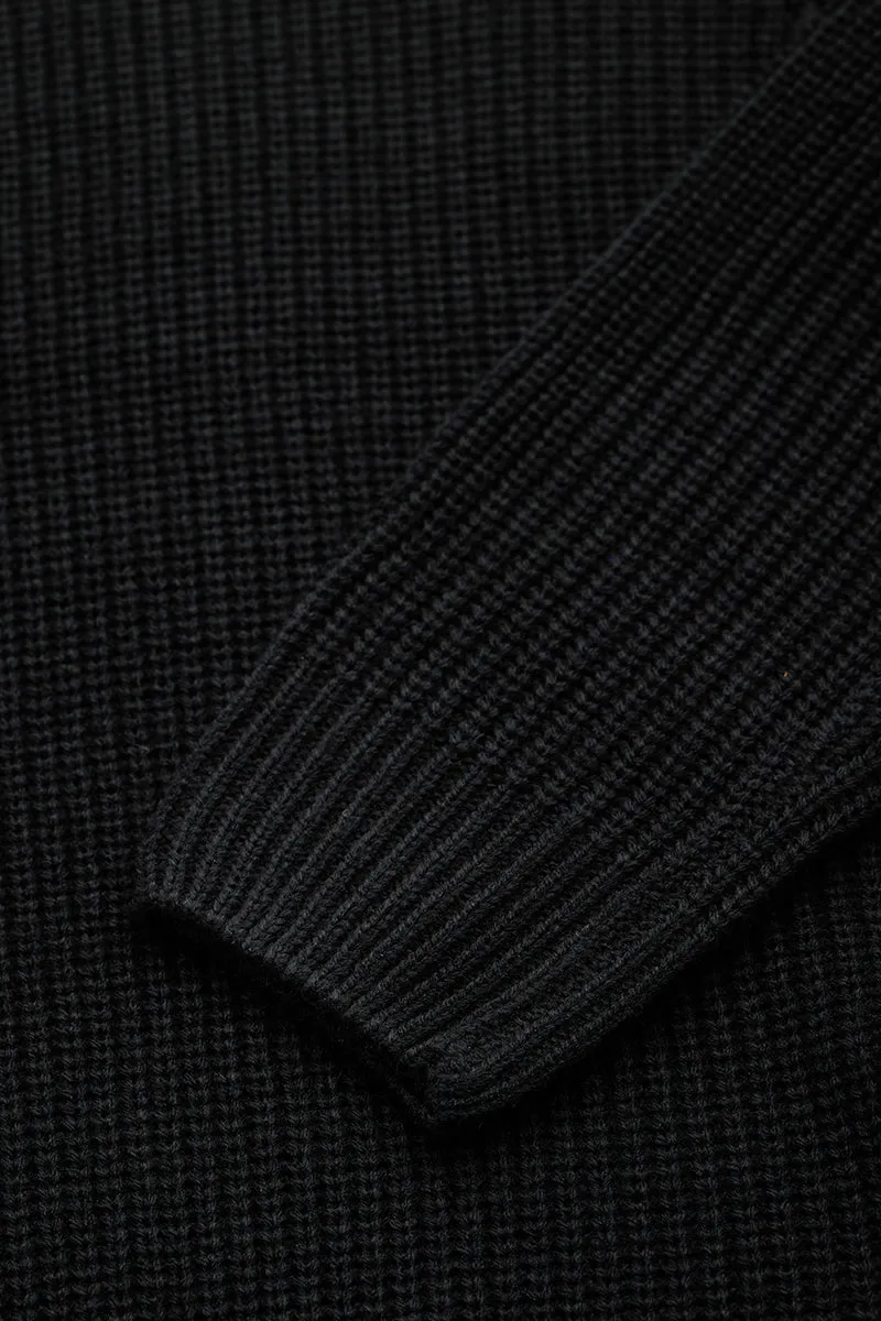 Black Fisherman Knit Sweater