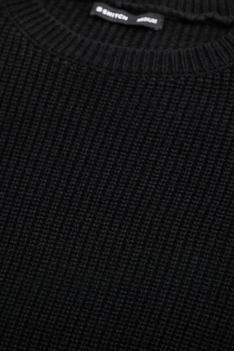 Black Fisherman Knit Sweater