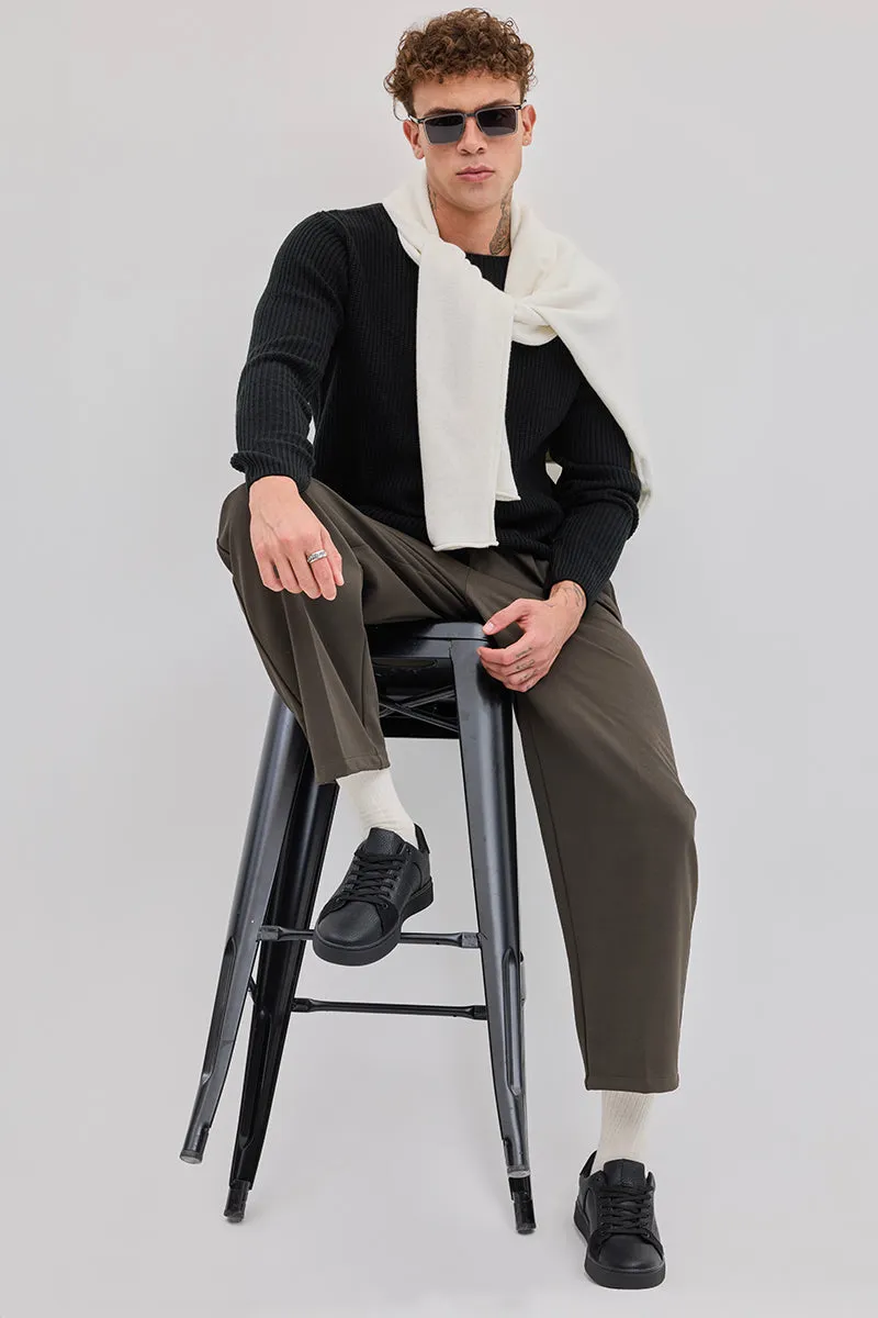 Black Fisherman Knit Sweater