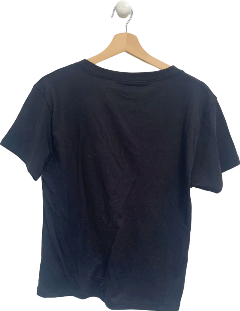Boohoo Black Basic Cotton Deep V Neck T-shirt UK 10