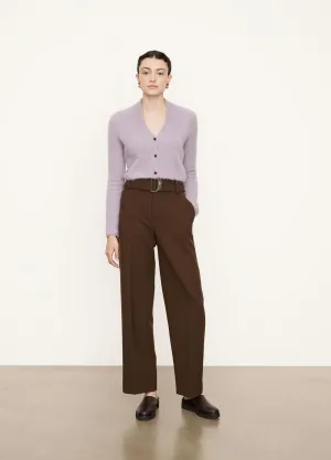 Brushed Shrunken Cardigan in White Lilac