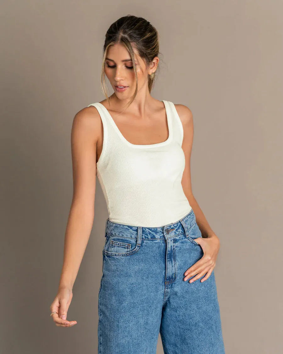 Casual Style - Ribbed Tank Top - U-Neck