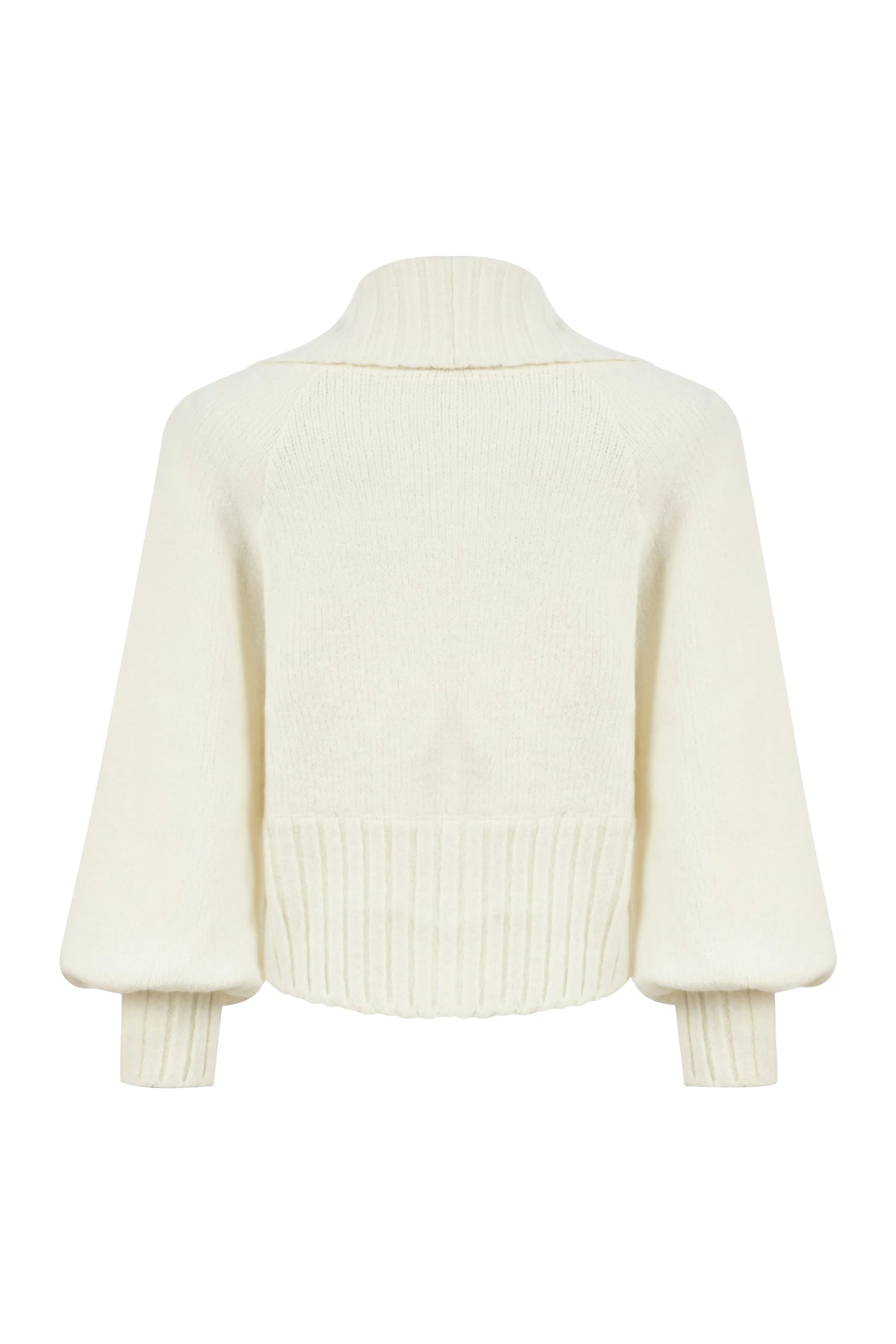 Charlotte Ecru Wool-Blend Cropped Cardigan