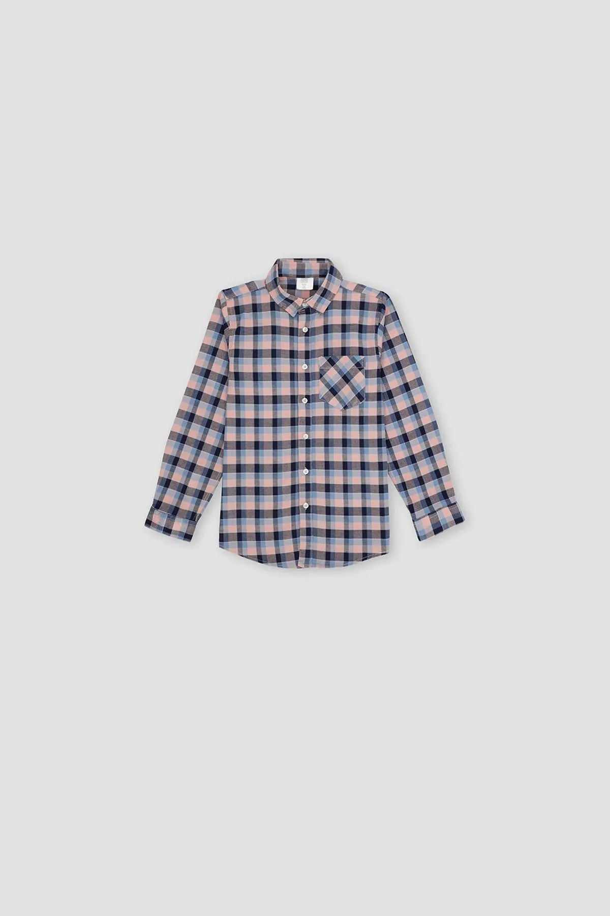 Checkered Button Down Shirt For Boy - Dark Pink