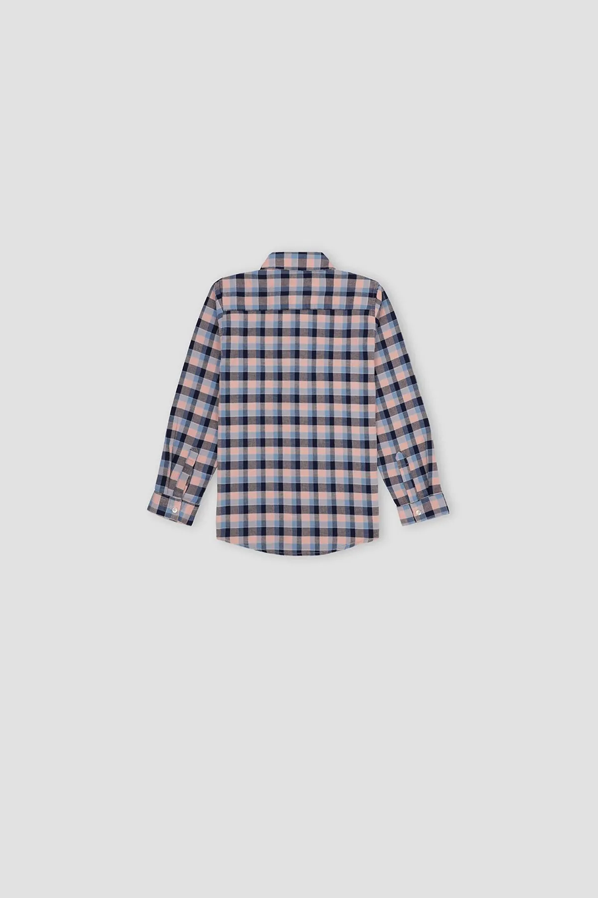 Checkered Button Down Shirt For Boy - Dark Pink