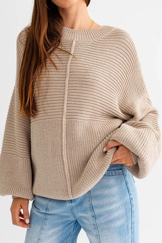 “Cocoa” Ribbed Knitted Sweater