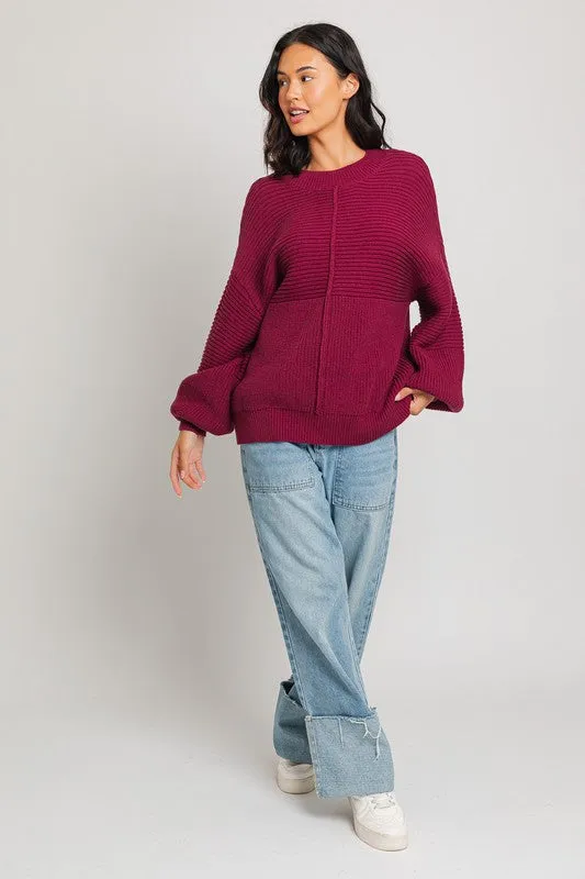 “Cocoa” Ribbed Knitted Sweater