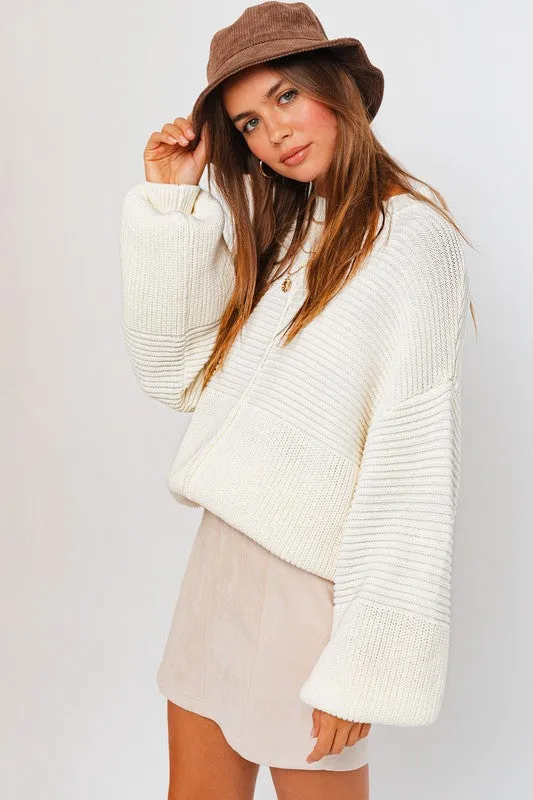“Cocoa” Ribbed Knitted Sweater