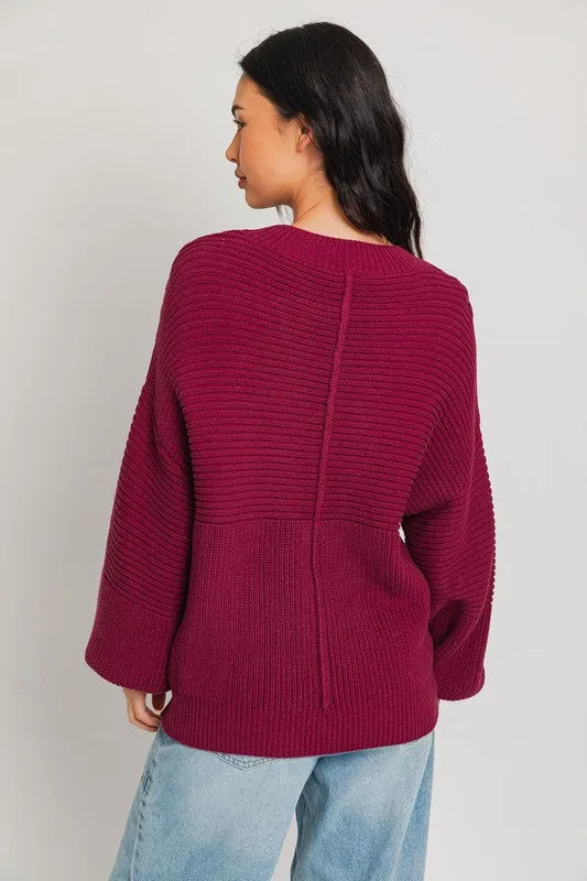 “Cocoa” Ribbed Knitted Sweater