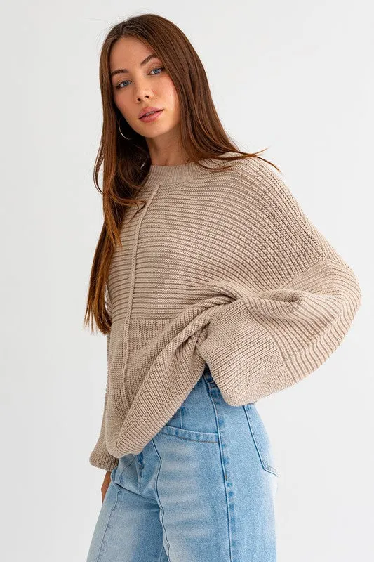 “Cocoa” Ribbed Knitted Sweater