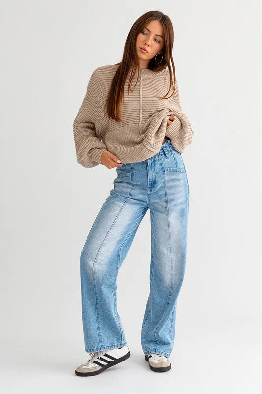 “Cocoa” Ribbed Knitted Sweater