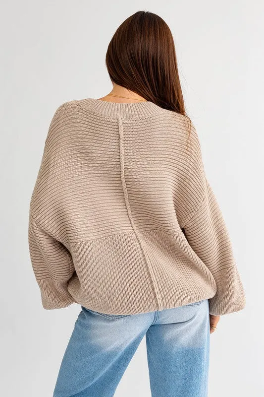 “Cocoa” Ribbed Knitted Sweater