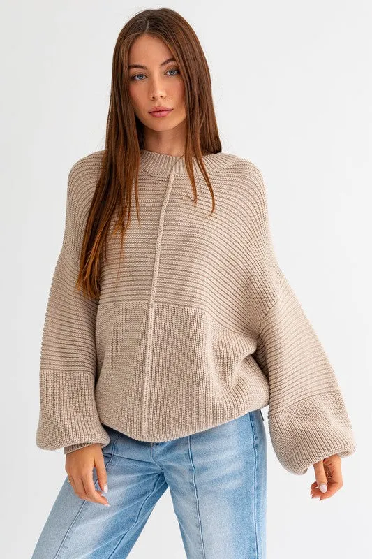 “Cocoa” Ribbed Knitted Sweater