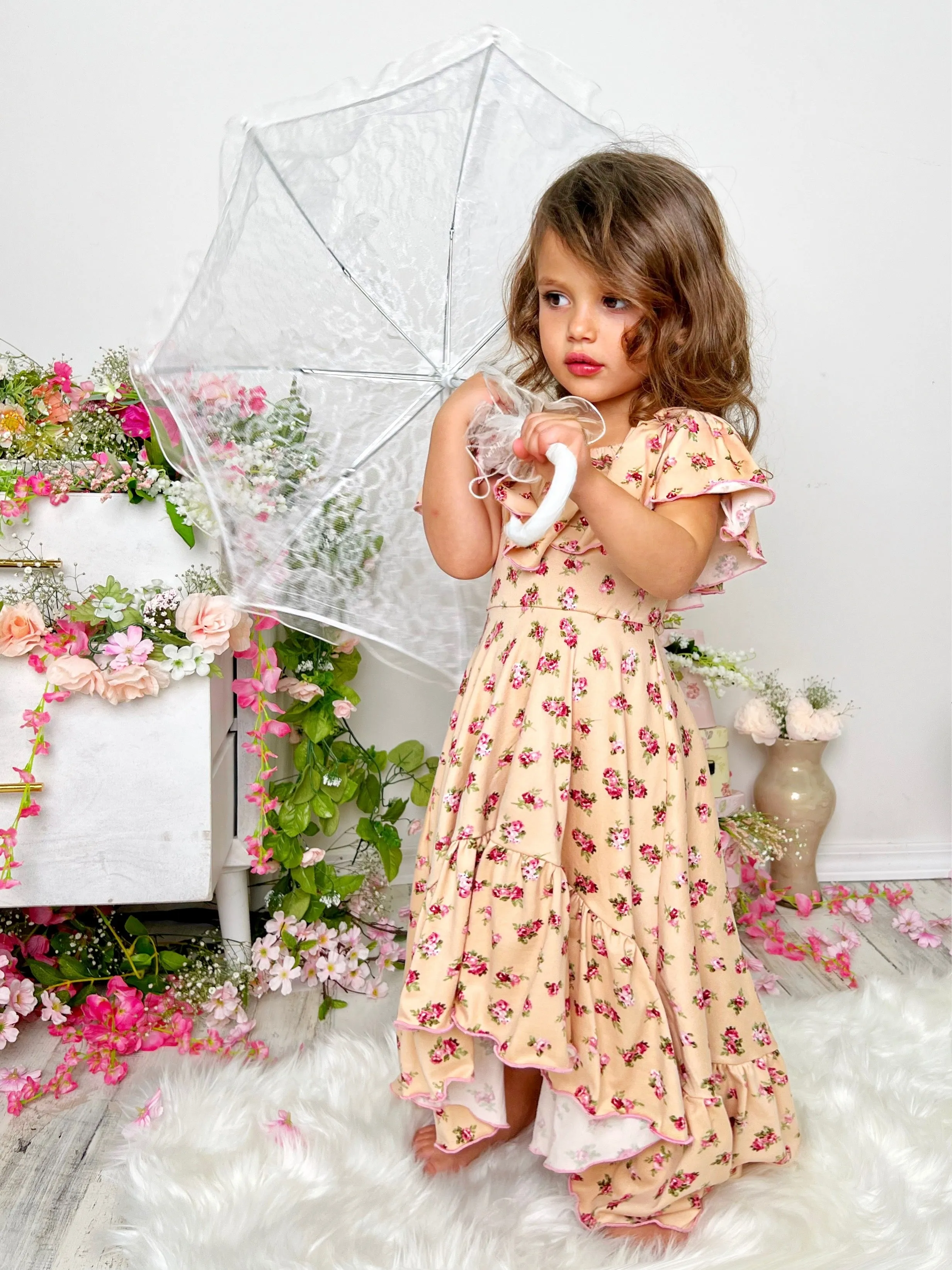 Countryside Floral Cold Shoulder Maxi Sundress