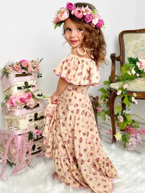 Countryside Floral Cold Shoulder Maxi Sundress