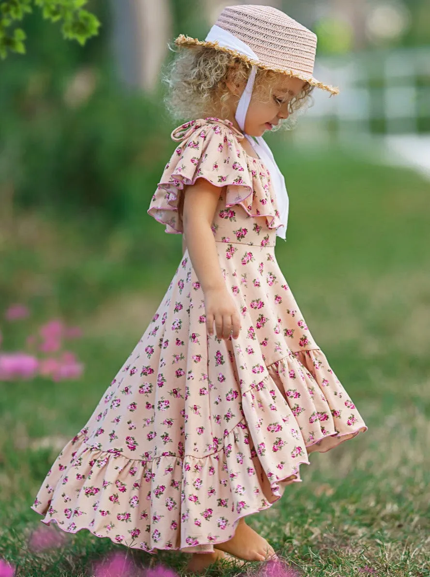 Countryside Floral Cold Shoulder Maxi Sundress