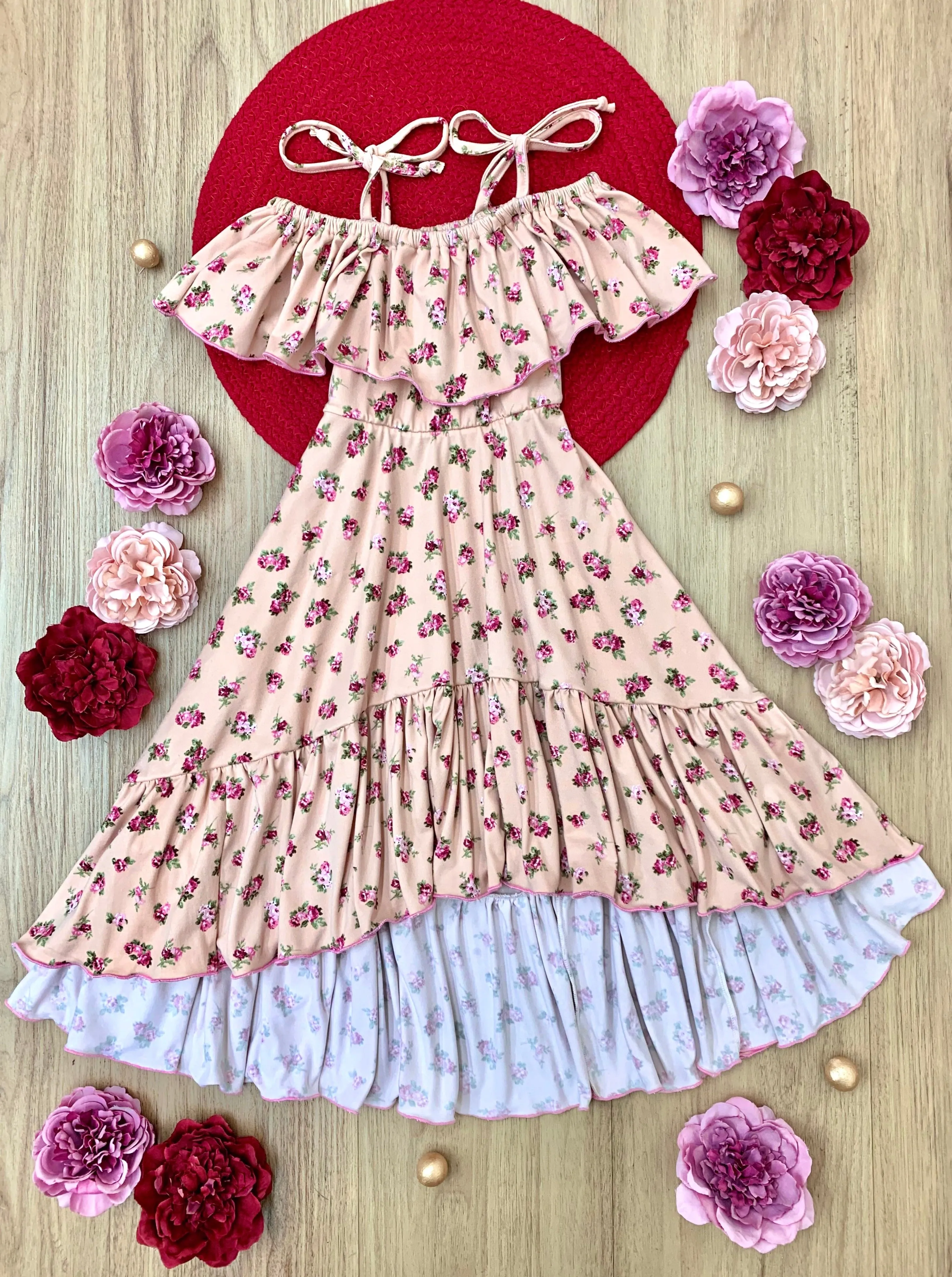 Countryside Floral Cold Shoulder Maxi Sundress