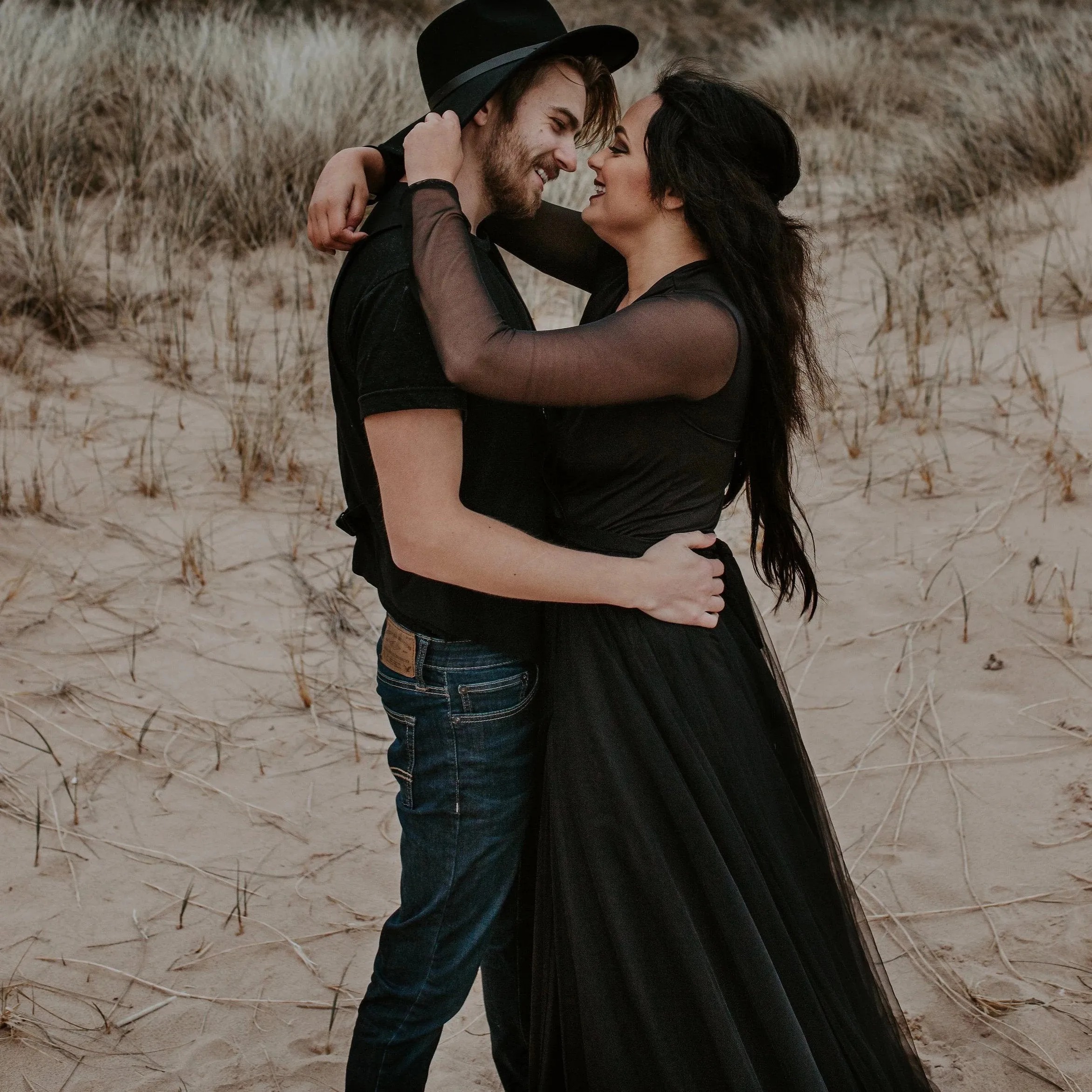 Curvy  Black Wrap Tulle  With Long Chiffon Mesh Sleeves  #1174