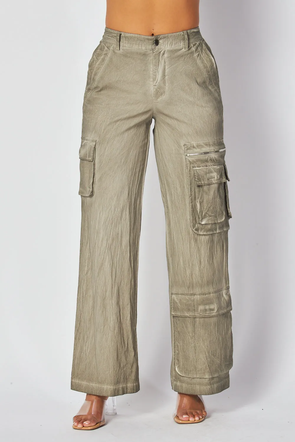 Daphne Straight Leg Washed Cargo Pocket Pants