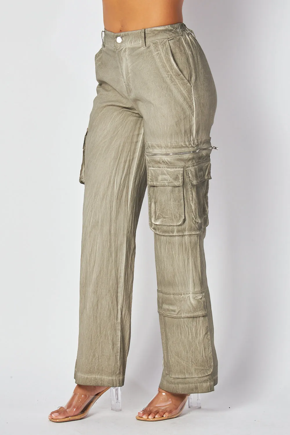 Daphne Straight Leg Washed Cargo Pocket Pants