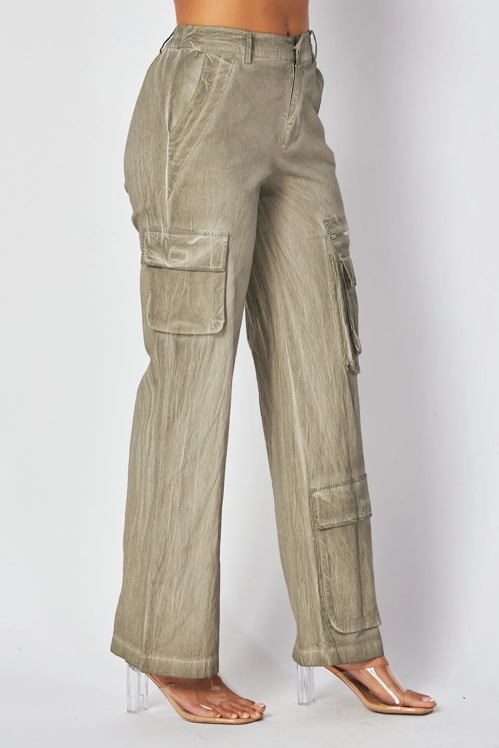 Daphne Straight Leg Washed Cargo Pocket Pants