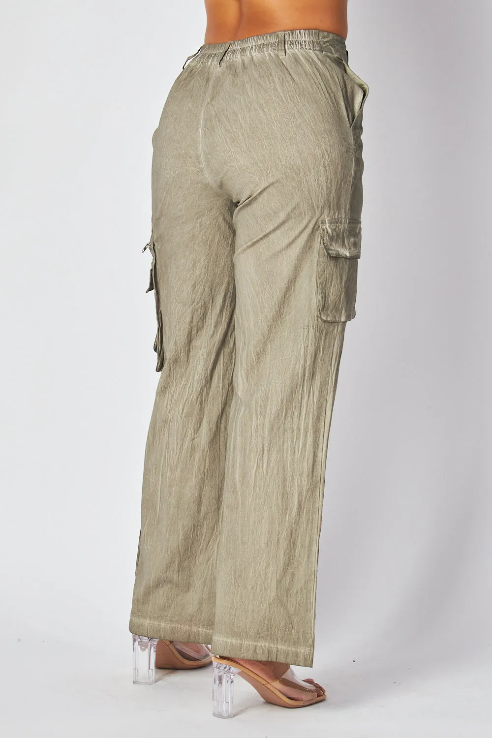 Daphne Straight Leg Washed Cargo Pocket Pants