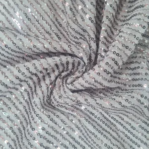 Dark Brown Ombre Sequins Embroidery Power Net Fabric