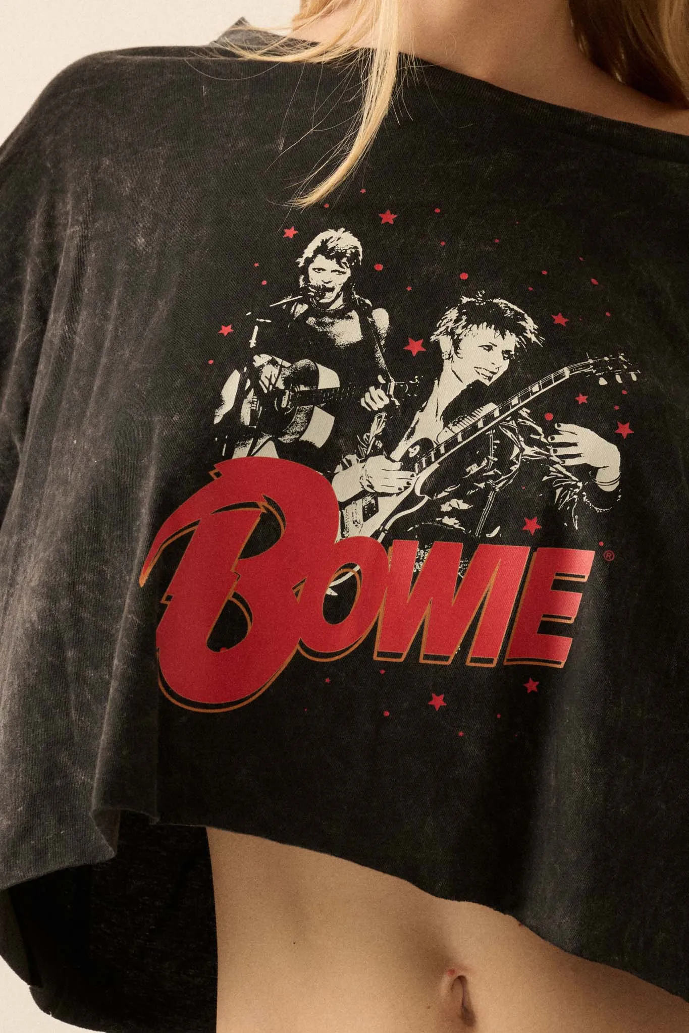 David Bowie Live Cropped Long-Sleeve Graphic Tee