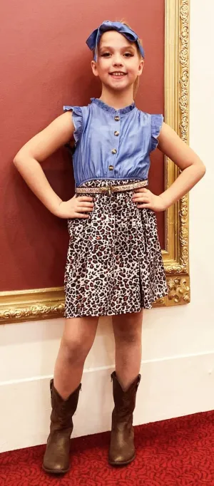 Denim & Leopard Print Sundress 7/8