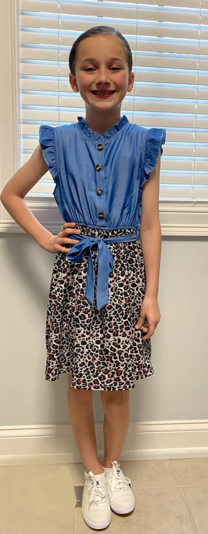 Denim & Leopard Print Sundress 7/8