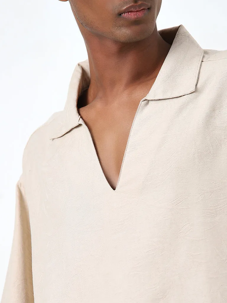 ETA Beige Embroidered Relaxed-Fit Cotton T-Shirt