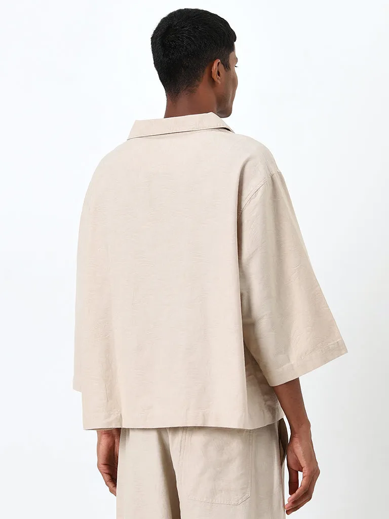 ETA Beige Embroidered Relaxed-Fit Cotton T-Shirt
