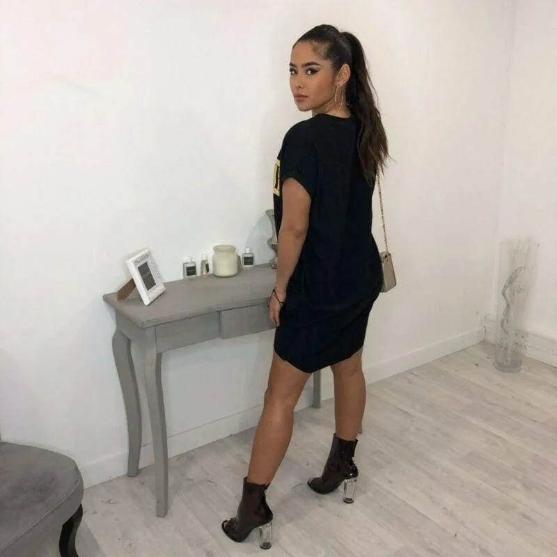 FashionSierra - Hot Women's Casual Summer Top Dress Short Sleeve VOGUE Tee Shirt Femme Party Loose Fashion Basic Shirt Dress