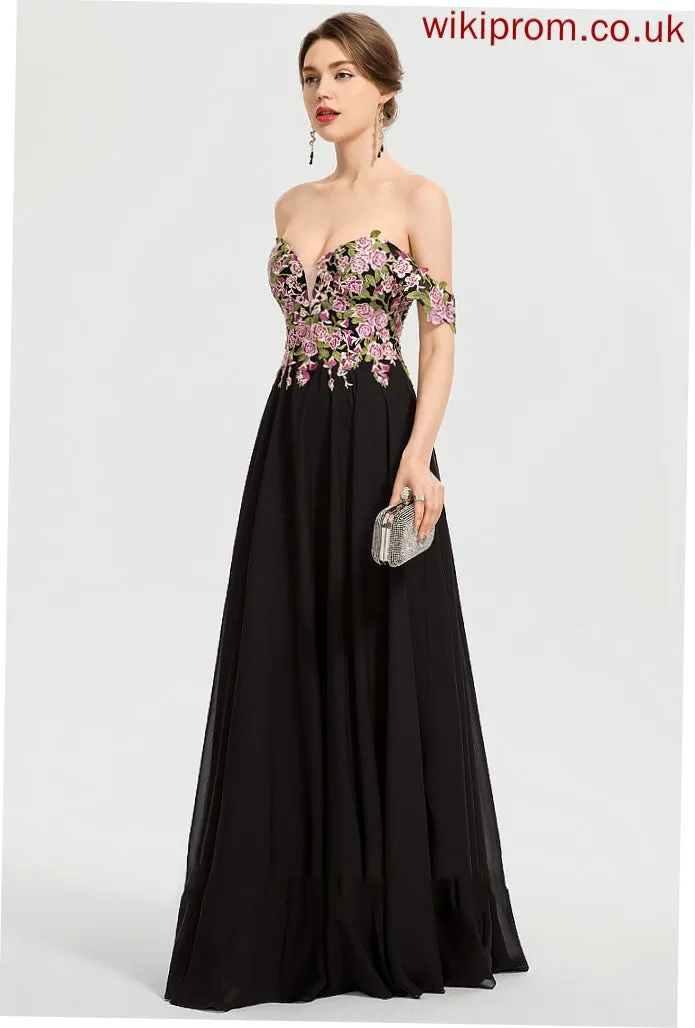 Floor-Length Ball-Gown/Princess Off-the-Shoulder Kaila Chiffon Prom Dresses