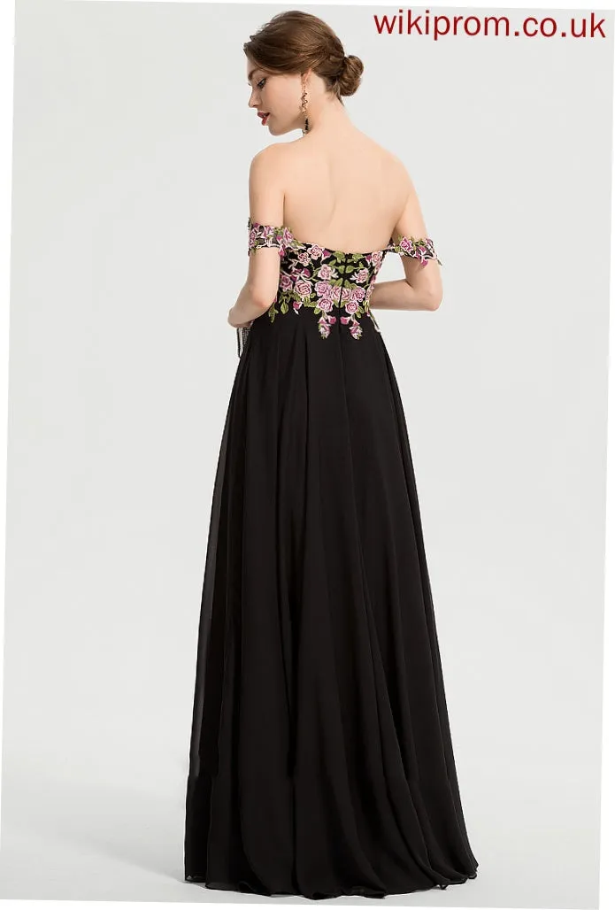 Floor-Length Ball-Gown/Princess Off-the-Shoulder Kaila Chiffon Prom Dresses