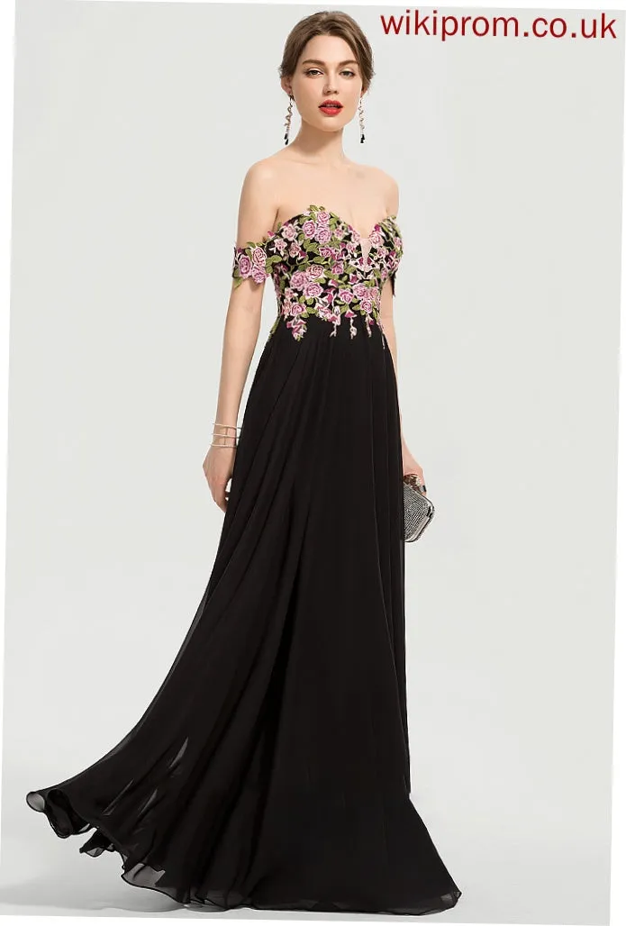 Floor-Length Ball-Gown/Princess Off-the-Shoulder Kaila Chiffon Prom Dresses