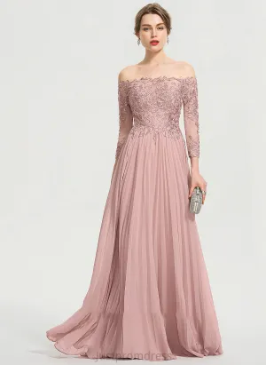 Floor-Length With Prom Dresses Off-the-Shoulder Sequins Harley Chiffon Pleated Ball-Gown/Princess
