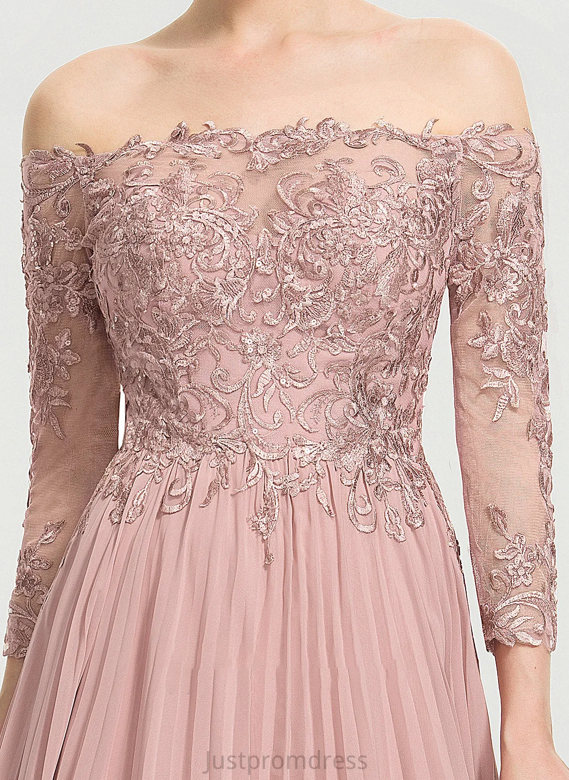 Floor-Length With Prom Dresses Off-the-Shoulder Sequins Harley Chiffon Pleated Ball-Gown/Princess