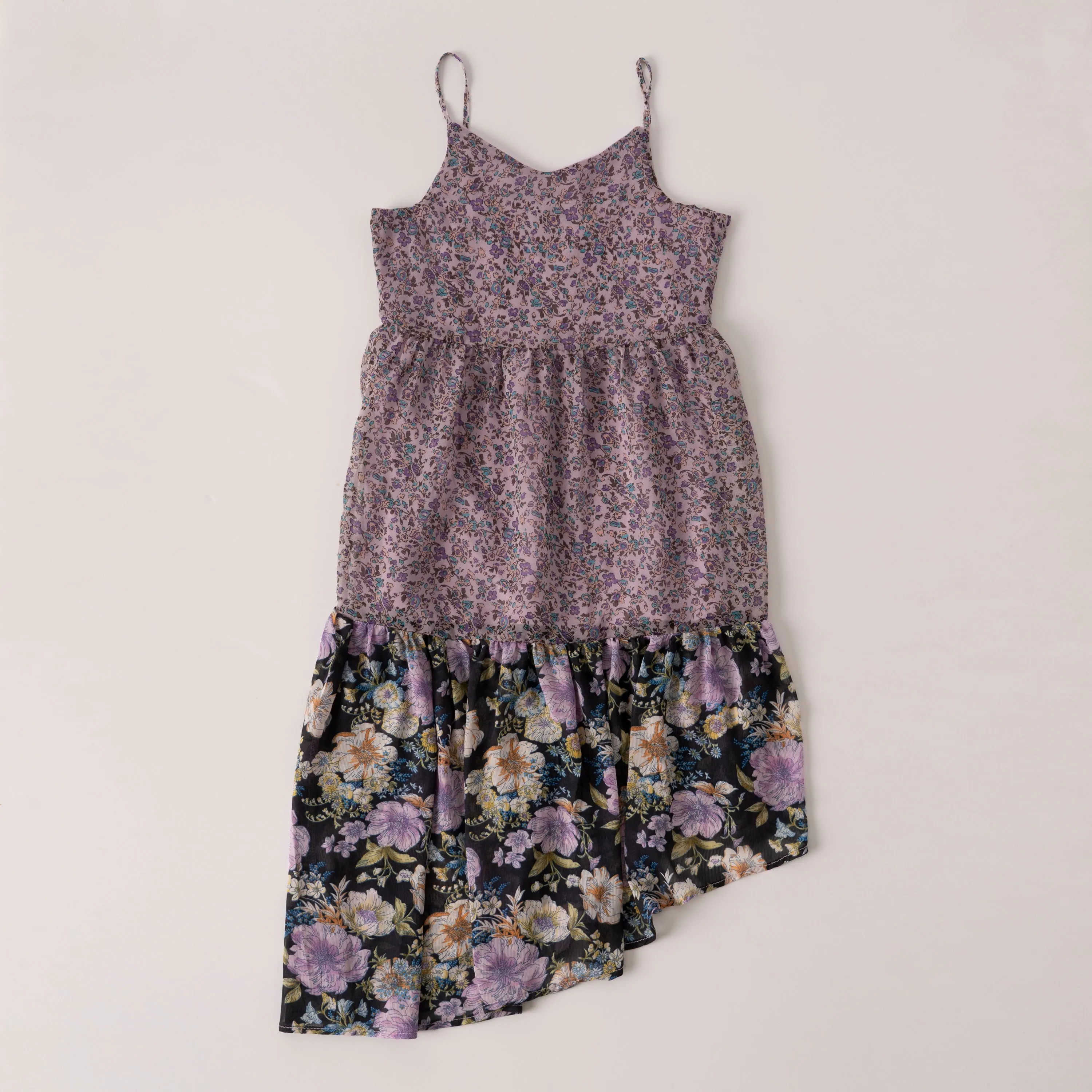 Floral Angled Ruffle Dress