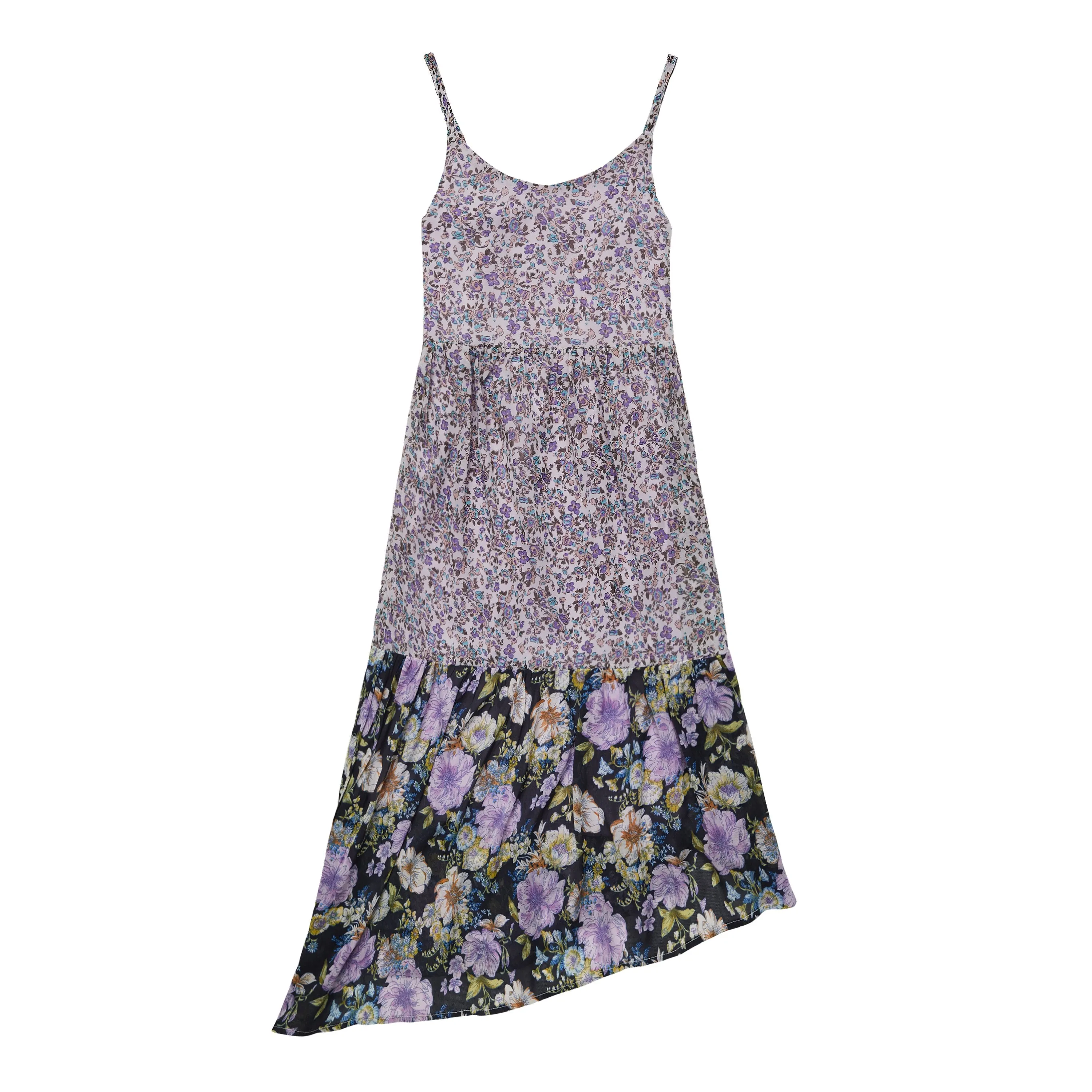 Floral Angled Ruffle Dress