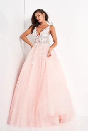 Floral Applique Sleeveless A-line Gown by Jovani 11092