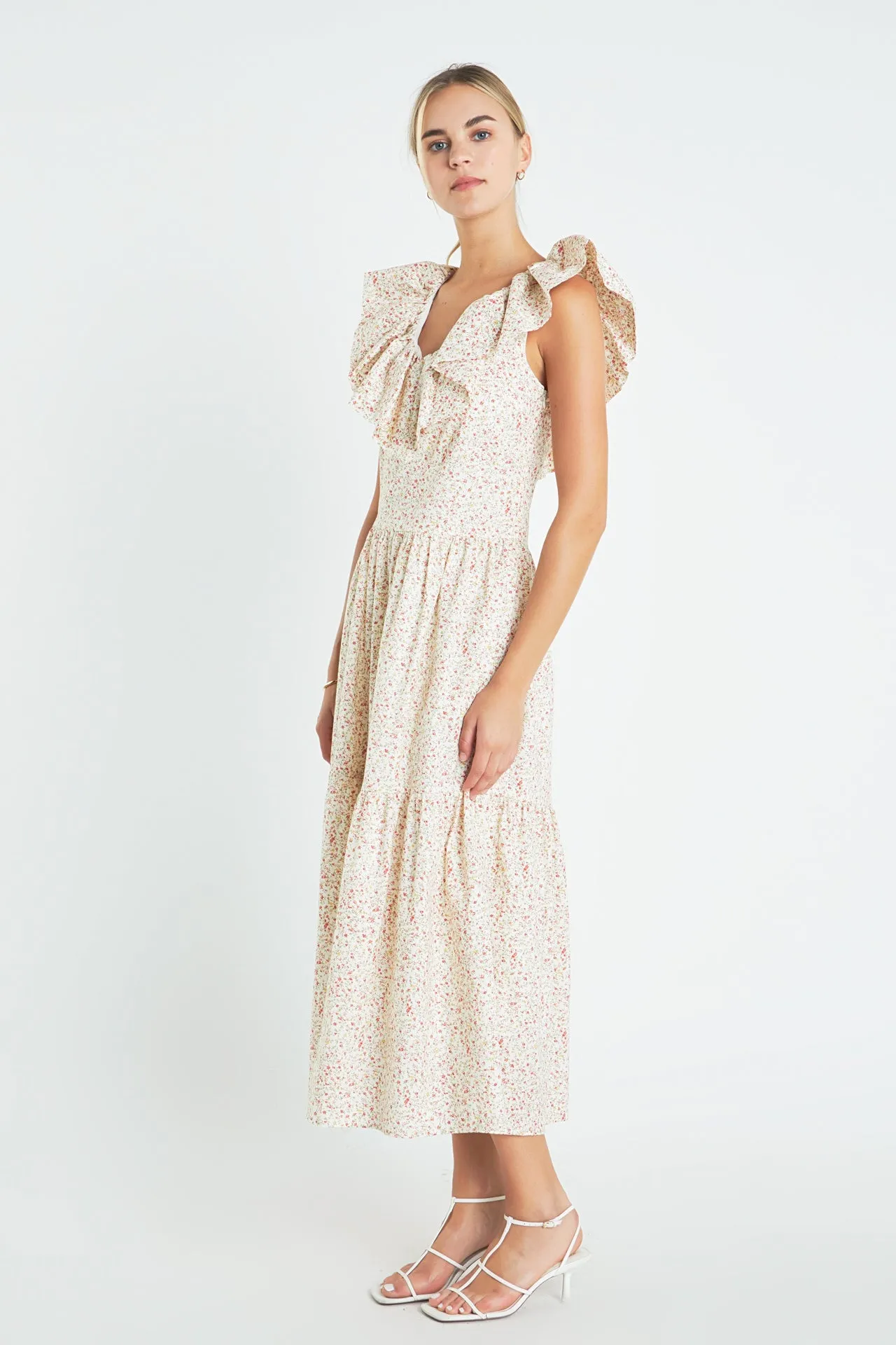 Floral Ruffled Midi Dress
