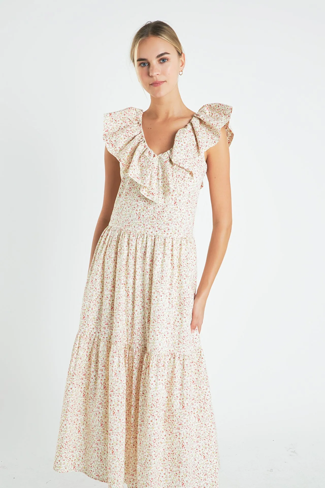 Floral Ruffled Midi Dress